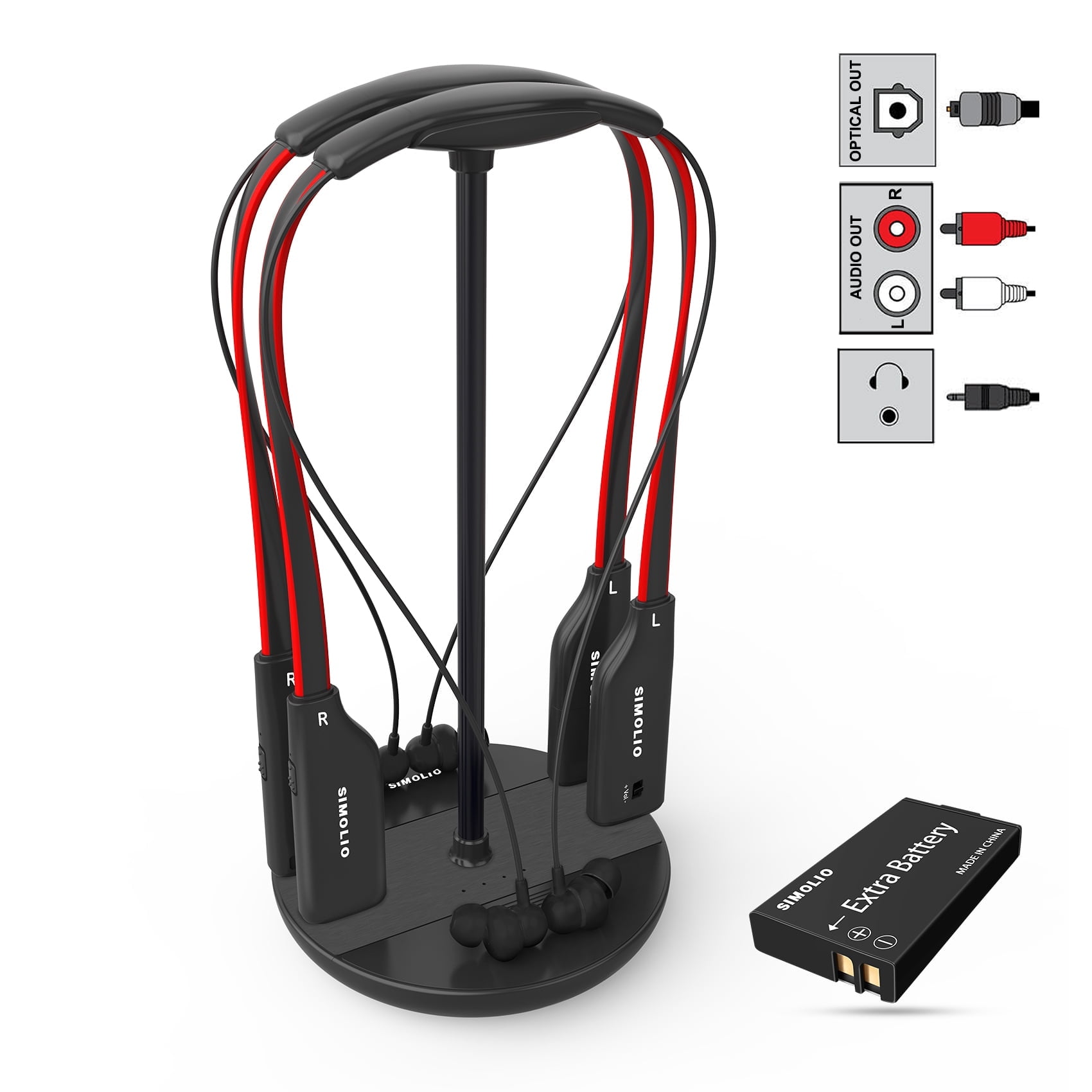 Charging Dock Optical Audio Wireless Headphones SIMOLIO Dual