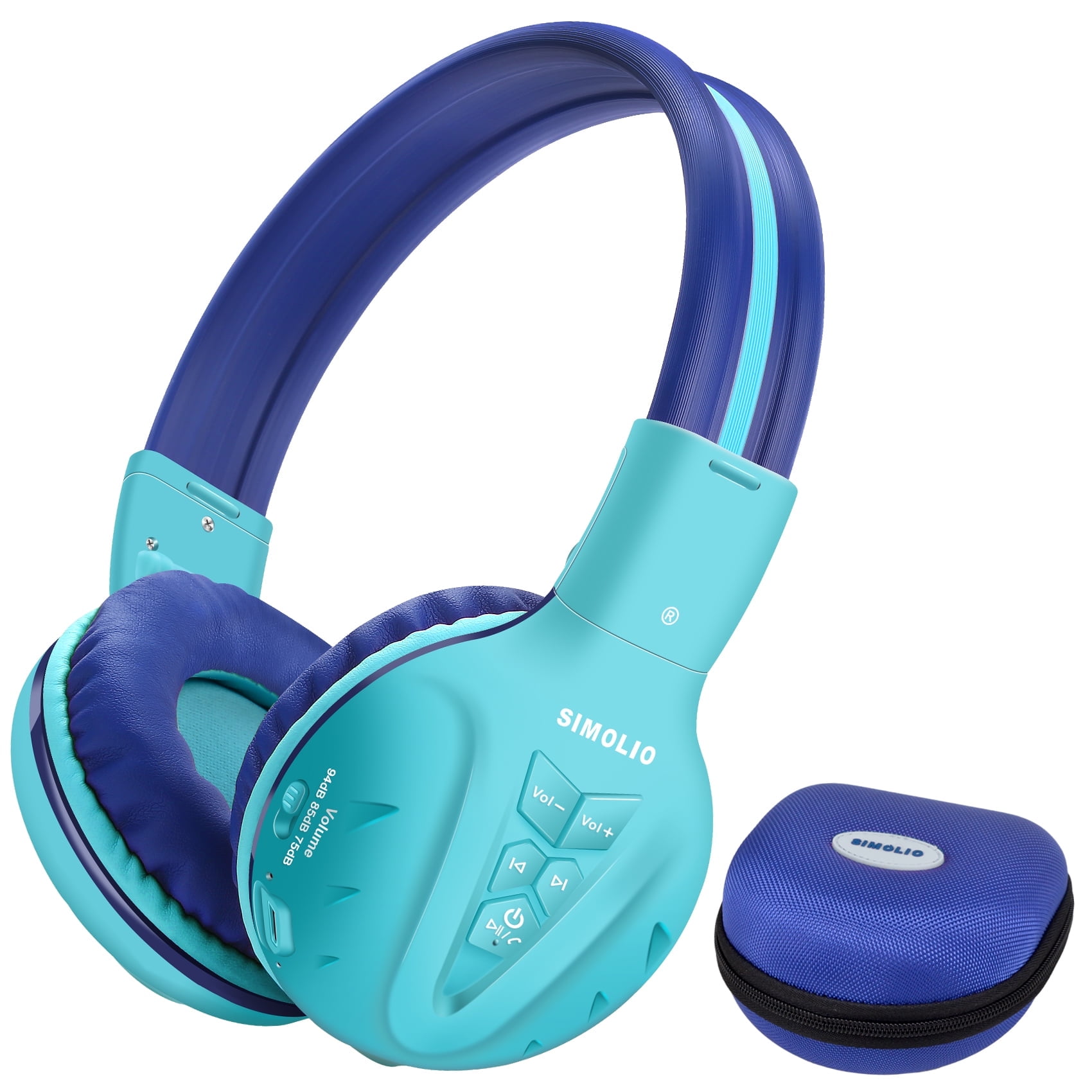 SIMOLIO Wireless kids Headphones with Volume Limited & Hearing Protection, Over-Ear Kids Headsets Bluetooth and Wired for Girls,Boys,Kids,Teens,School,Travel,Gift,Smartphones, Mint, JH-711M (New))