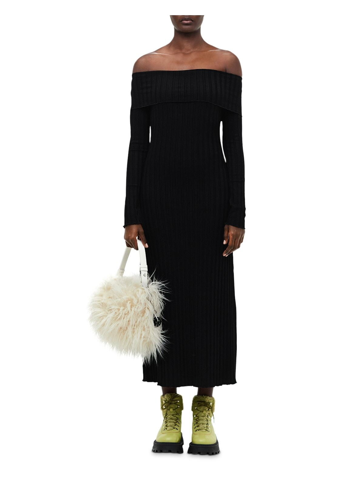 strapless open back dress Everlane Rib-Knit Cap-Sleeve Midi Dress in Black, Size XL, Cotton