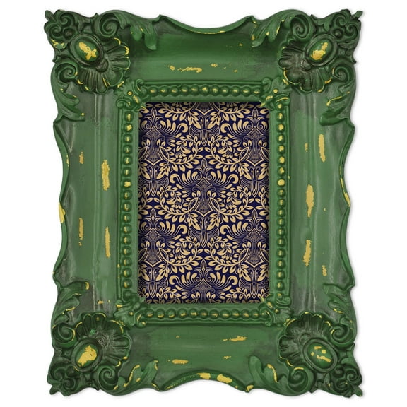 SIMON'S SHOP 4x6 Picture Frame Baroque Picture Frames 4x6 Shabby Chic Photo Frames in Moss Green