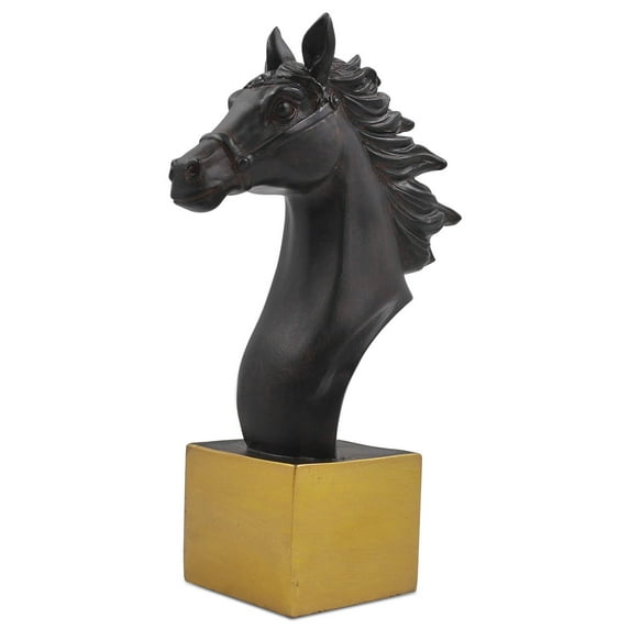 SIMON'S SHOP Horse Sculptures for Table Shelf Decor, Dark Brown Animal Head Bust Figurines, 8'' Tall