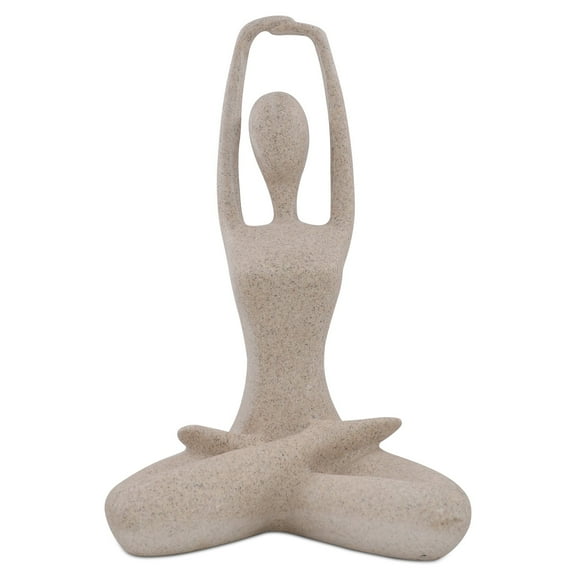 Yoga Lady Statue Modern Sculpture for Home Office Desk Decor, Abstract Figurine Yogis Gifts, 9 1/2 inches Tall, Sandstone Texture