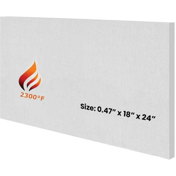 Ceramic Fiber Insulation Board - 2300F Rated - 0.47" x 18" x 24" - Pack of 1 - Ceramic Thermal Insulation Board