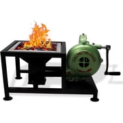 SIMOND STORE Blacksmiths Forge Pedal Type Handle Hand Blower for Knife Making Blacksmithing Forging Tools Equipment - Coal Forge Fire Pot Furnace, Cooking and BBQ Attachment with BBQ skewers Stand