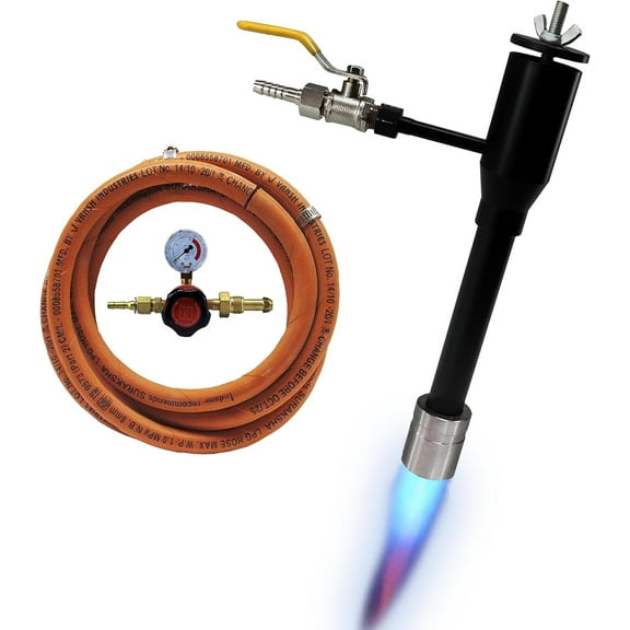 SIMOND STORE Propane Forge Burner Kit, Single Burner for Blacksmithing Furnace Foundry Forge Jewelry Making Raku Kiln Farrier - MS Forge Burner with Hose Valve and Regulator