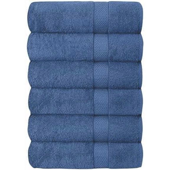 SIMPLE ELEGANCE 6-PACK PLUSH BATH TOWEL SET (27X52 INCH) - BLUE