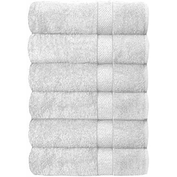 SIMPLE ELEGANCE 6-PACK PLUSH BATH TOWEL SET (27X52 INCH) - WHITE