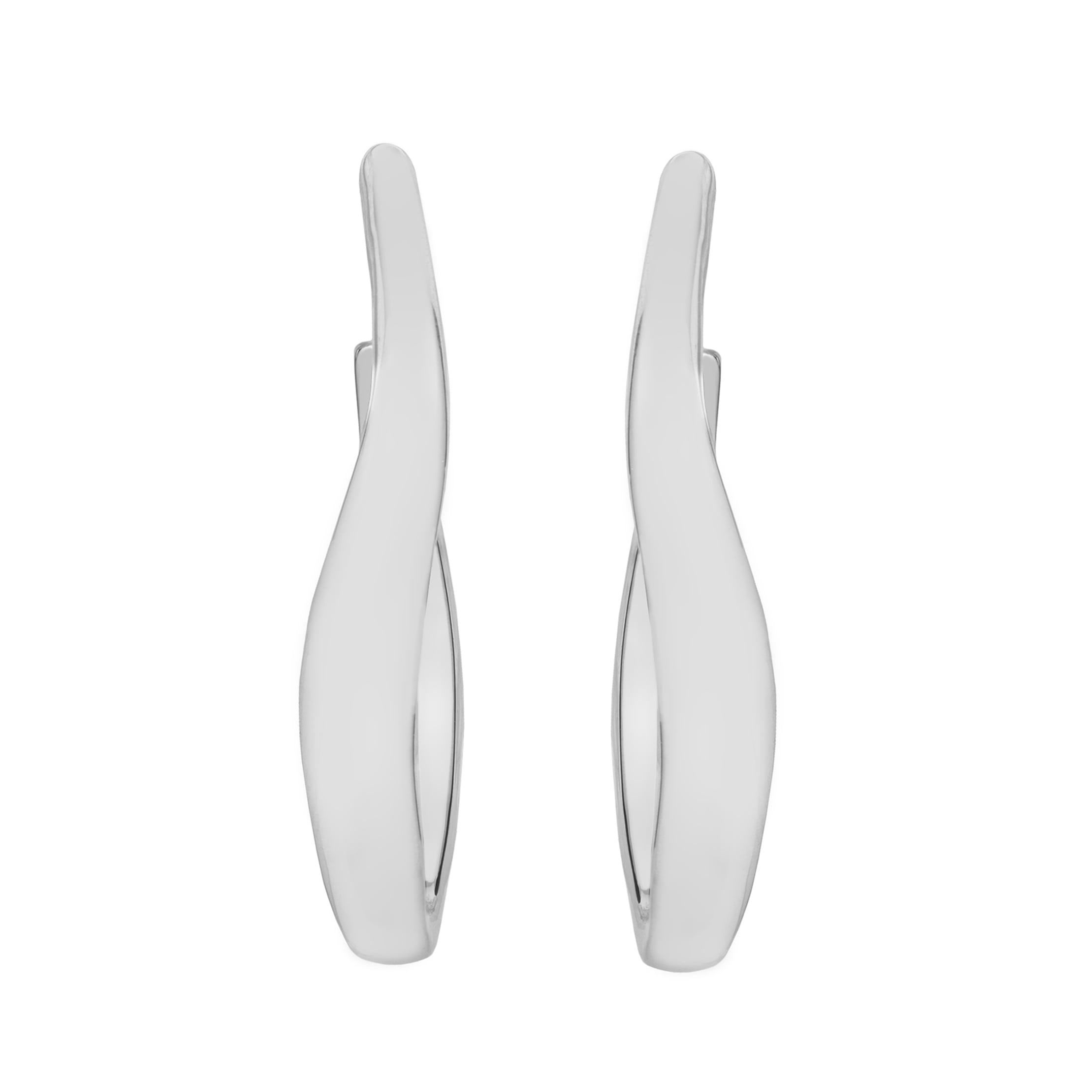 Time and Tru Women's Rhodium Tone Modern Hoop Earrings with Secure Post Back
