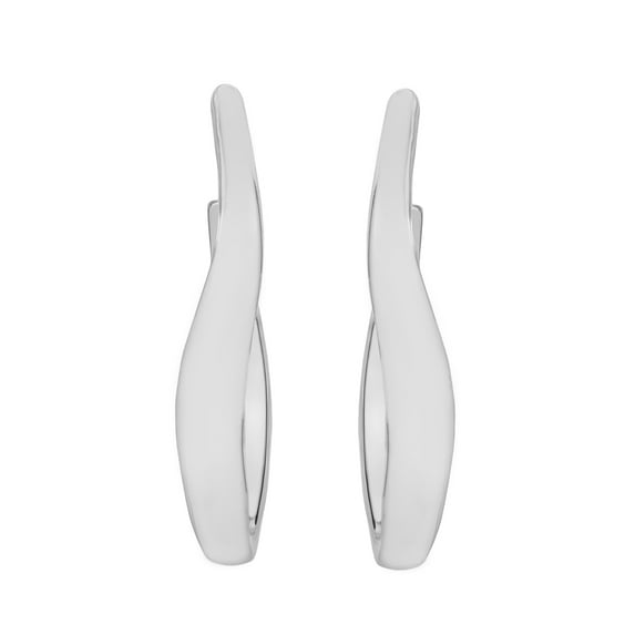Time and Tru Women's Rhodium Tone Modern Hoop Earrings with Secure Post Back