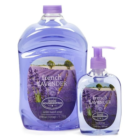 SIMPLE PLEASURES Premium Hand Soap Collection - French Lavender Scent, 7.9 oz Bottle with Jumbo 59 oz Refill - Goodhousekeeping Seal Approved - Multiple Scents Handsoap - Lavendar Hand Soap Refills