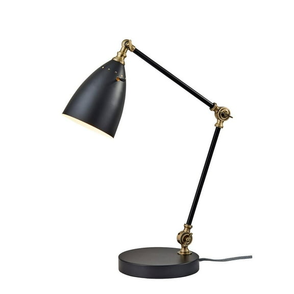 Adesso Simplee Boston Desk Lamp, 18-1/2"H, Black Shade/Black Base