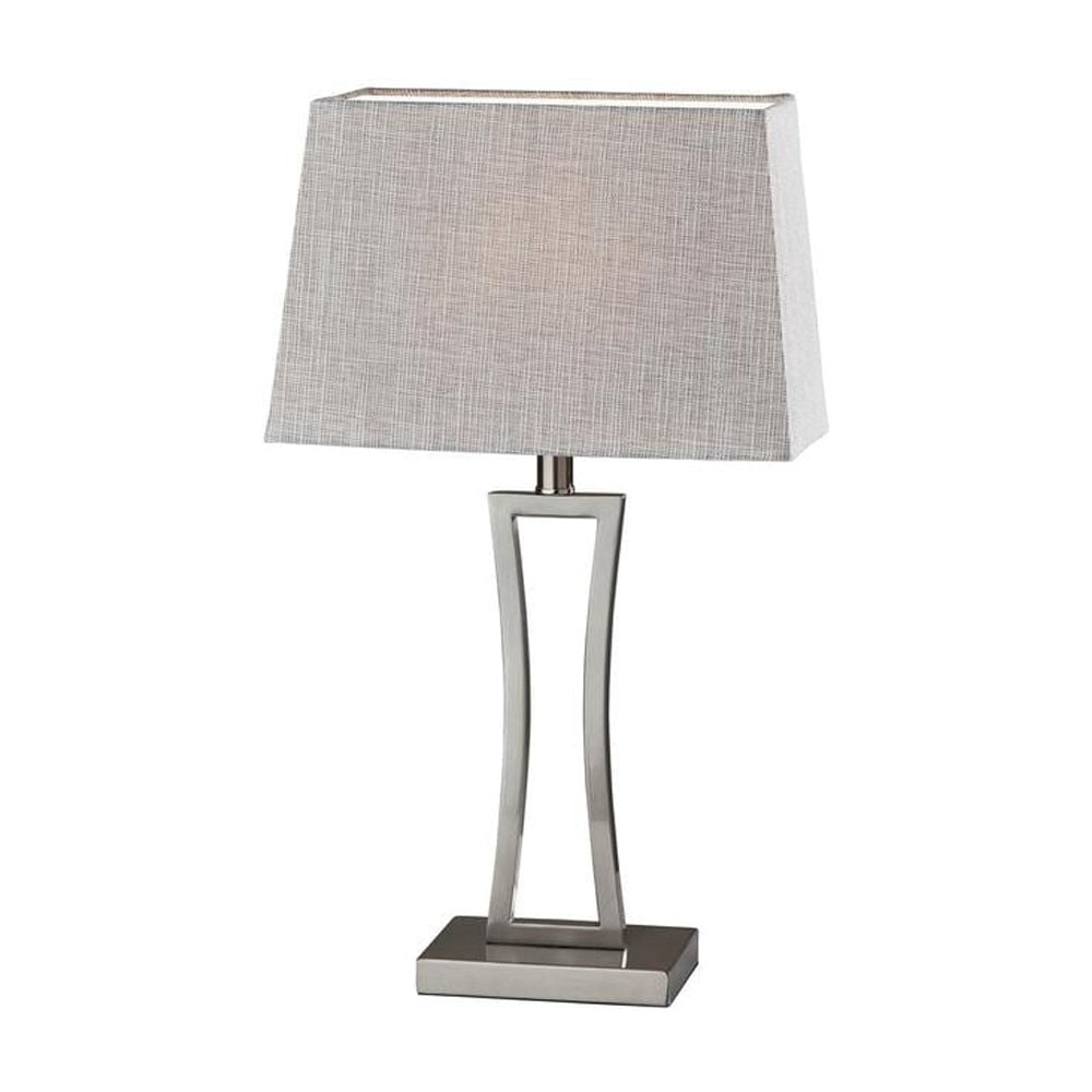 Adesso® Camila 2-Piece Table Lamp Set, 24-1/4"H, Gray & White Shade/Brushed Steel Base