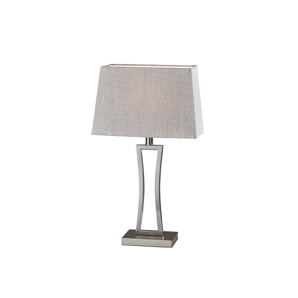 Camila Brushed Steel and White Fabric Table Lamp Set