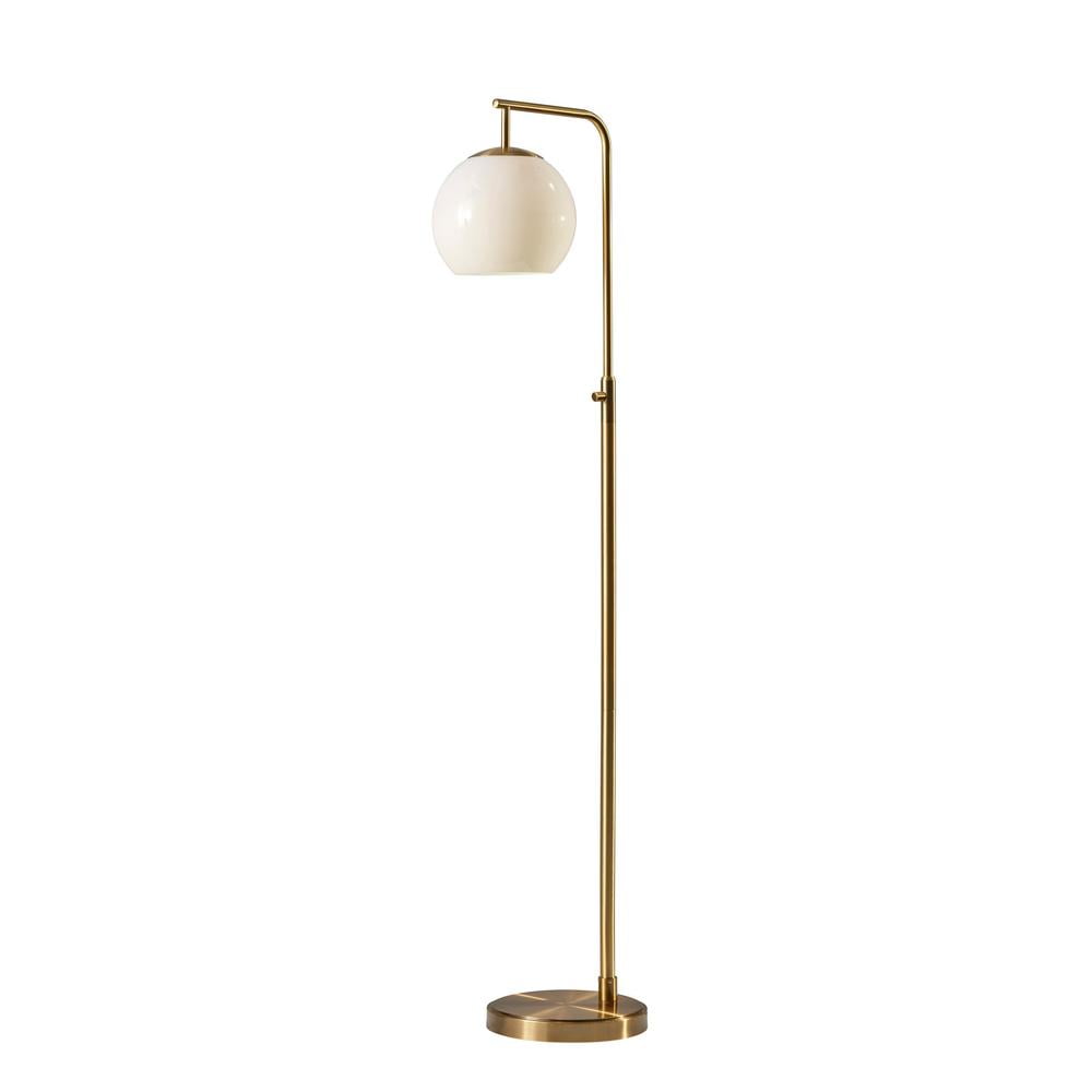 Antique Brass & White Milk Glass Edison Globe Floor Lamp