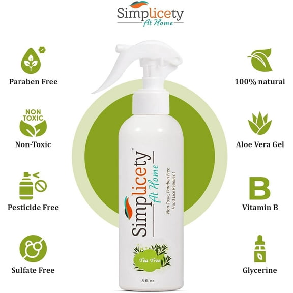 SIMPLICETY Lice Treatment Spray, Medicated 8oz Lice Repellent safe and effective spray for Kids & Adults-1 Piece Spray(Tee Tree)