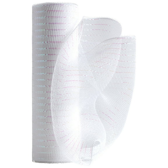 SIMPLICITY MESH WHT/IRID 10IN 10Y, PREFECT FOR WREATHS AND DECORATING