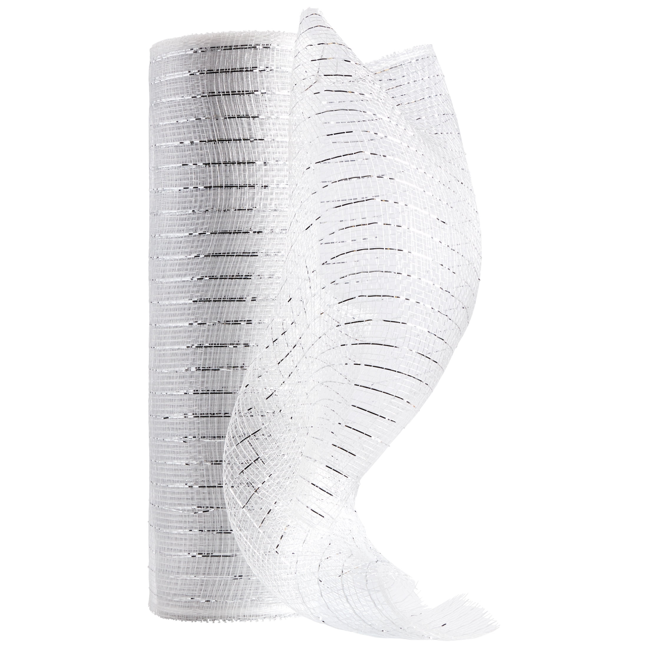 SIMPLICITY MESH WHT/SIL 10IN 10Y, PREFECT FOR WREATHS AND DECORATING