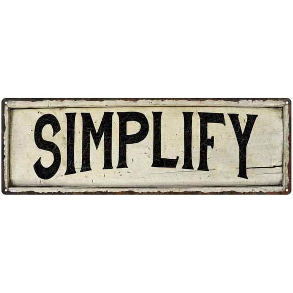 SIMPLIFY Farmhouse Style Wood Look Sign Gift 6x18 Metal Decor 206180028267