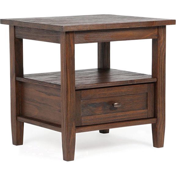 SIMPLIHOME Warm Shaker End Table - 20" Wide x High Solid