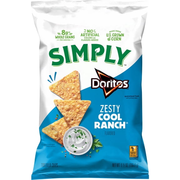 Simply Doritos Zesty Cool Ranch Tortilla Chips, 5.5 oz