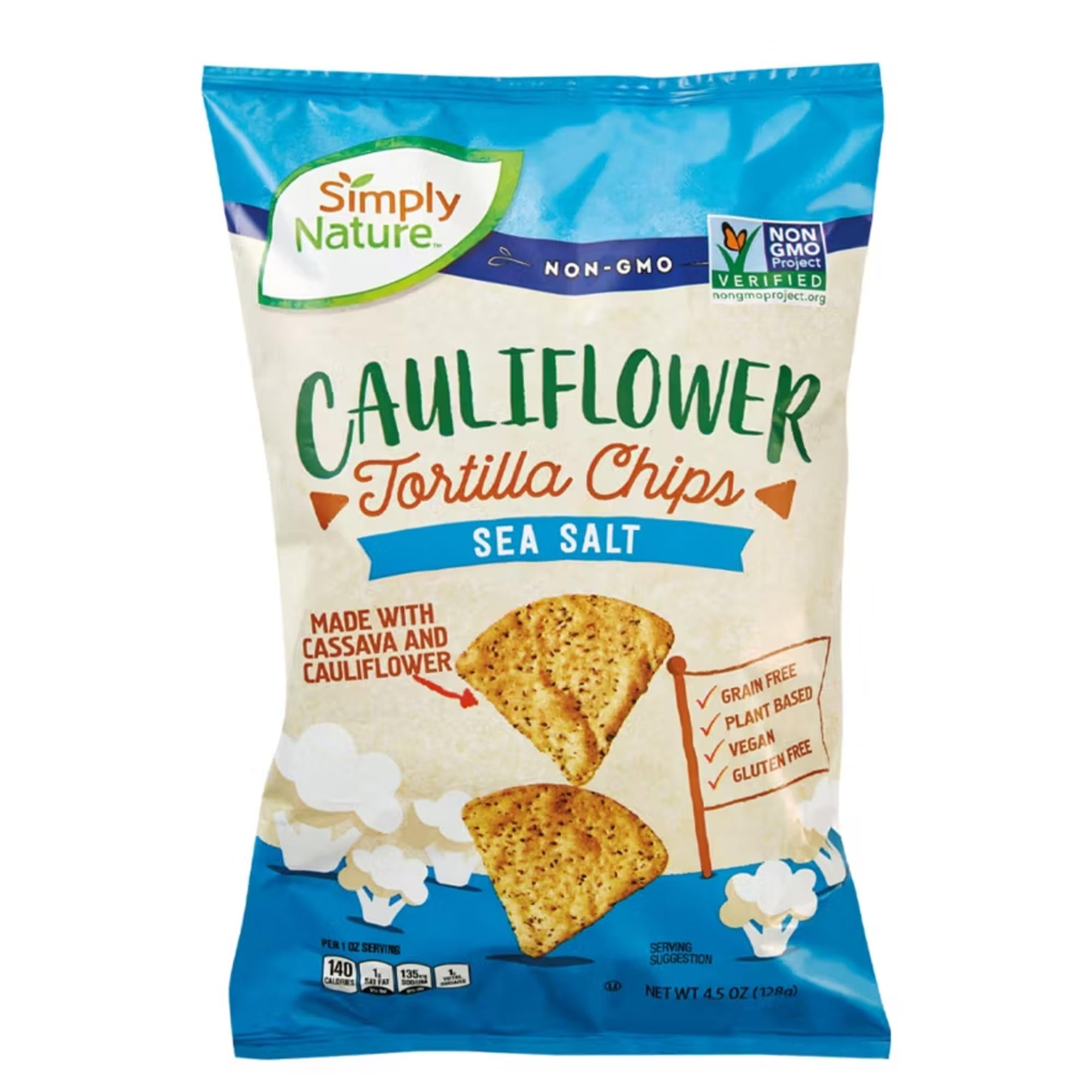 SIMPLY NATURE Sea Salt Cauliflower Tortilla Chips a Delicious Snack