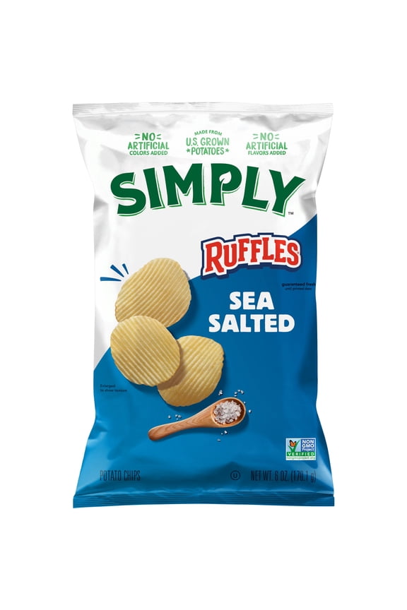 Ruffles Sea Salt Potato Chips , 6 oz