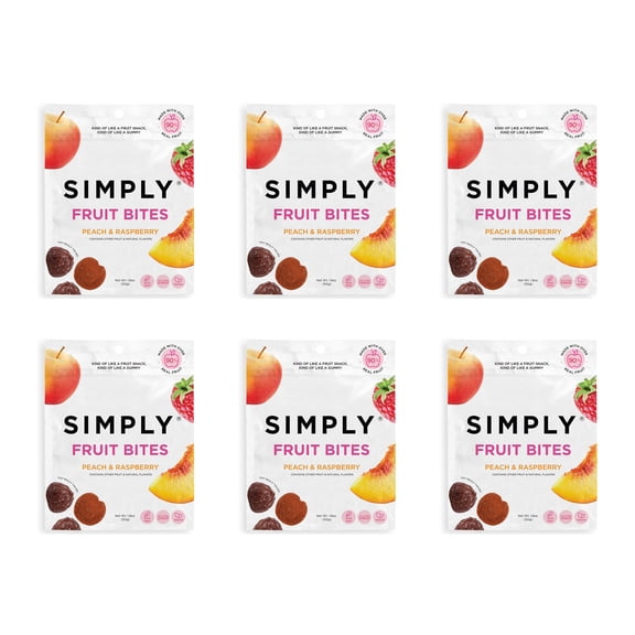 SIMPLY Really Real Gummies, Healthy Fruit Snacks, Peach & Raspberry, 6 Pack (1.8 oz)