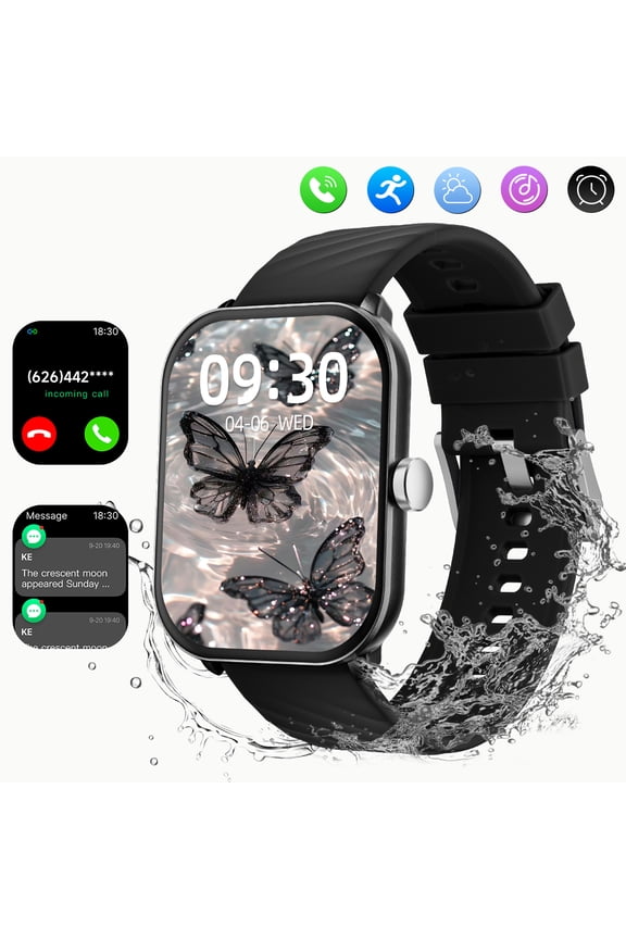 2.01"Screen Smartwatch for Android/Iphone, with Bluetooth Call AI Voice Assistant Gesture Control Multi-Sport Modes, for Men Women(Black)