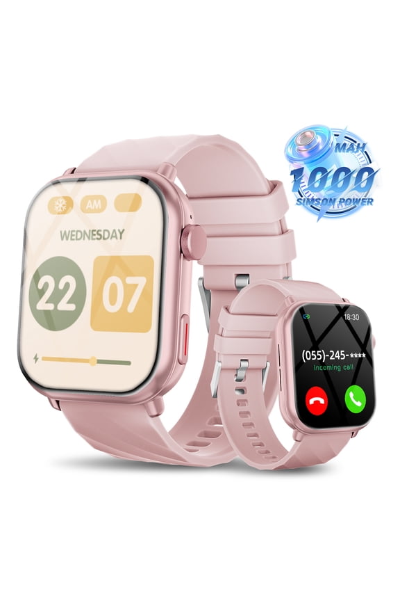 New 1.83"HD Screen Men Women Smart Watch 2026, with Bluetooth Call Answer 100+ Sports Modes 10 Days Battery Life Compatible with Android and iPhone-Pink