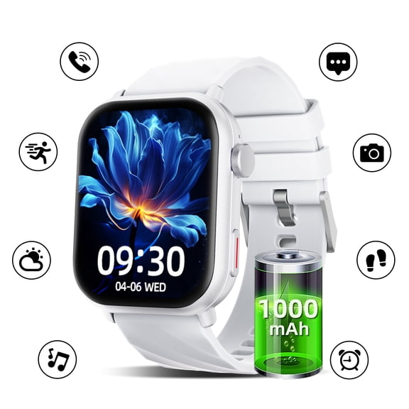 SIMSONLAB Smartwatch 1.83''HD Screen, with Voice Assistant Wireless Call Answer 1000 mAh Battery Fitness Tracker Men Women Gift for Android/Ios-White