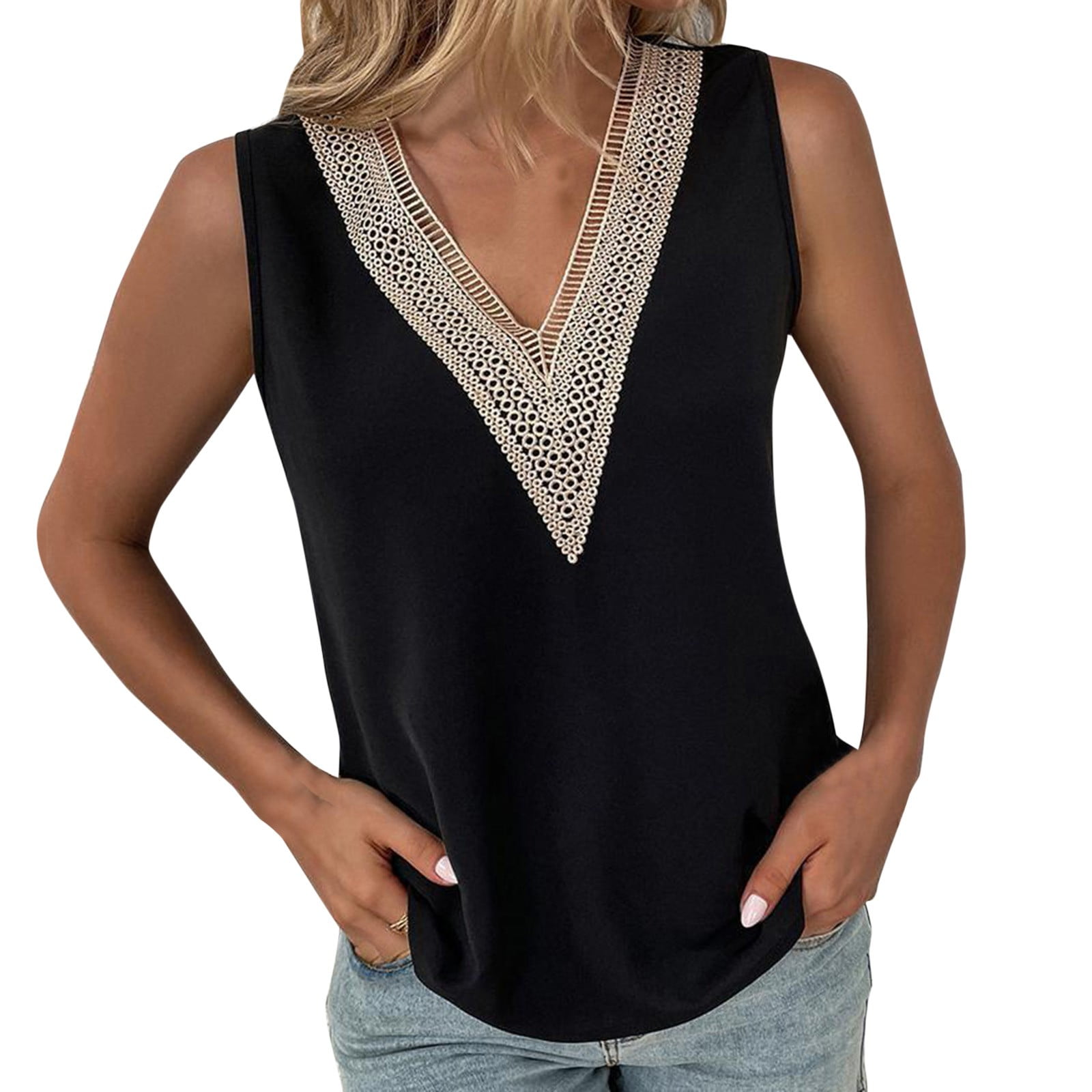 SIMU Casual T Shirts for Women Trendy Women Sleeveless V Neck Workout