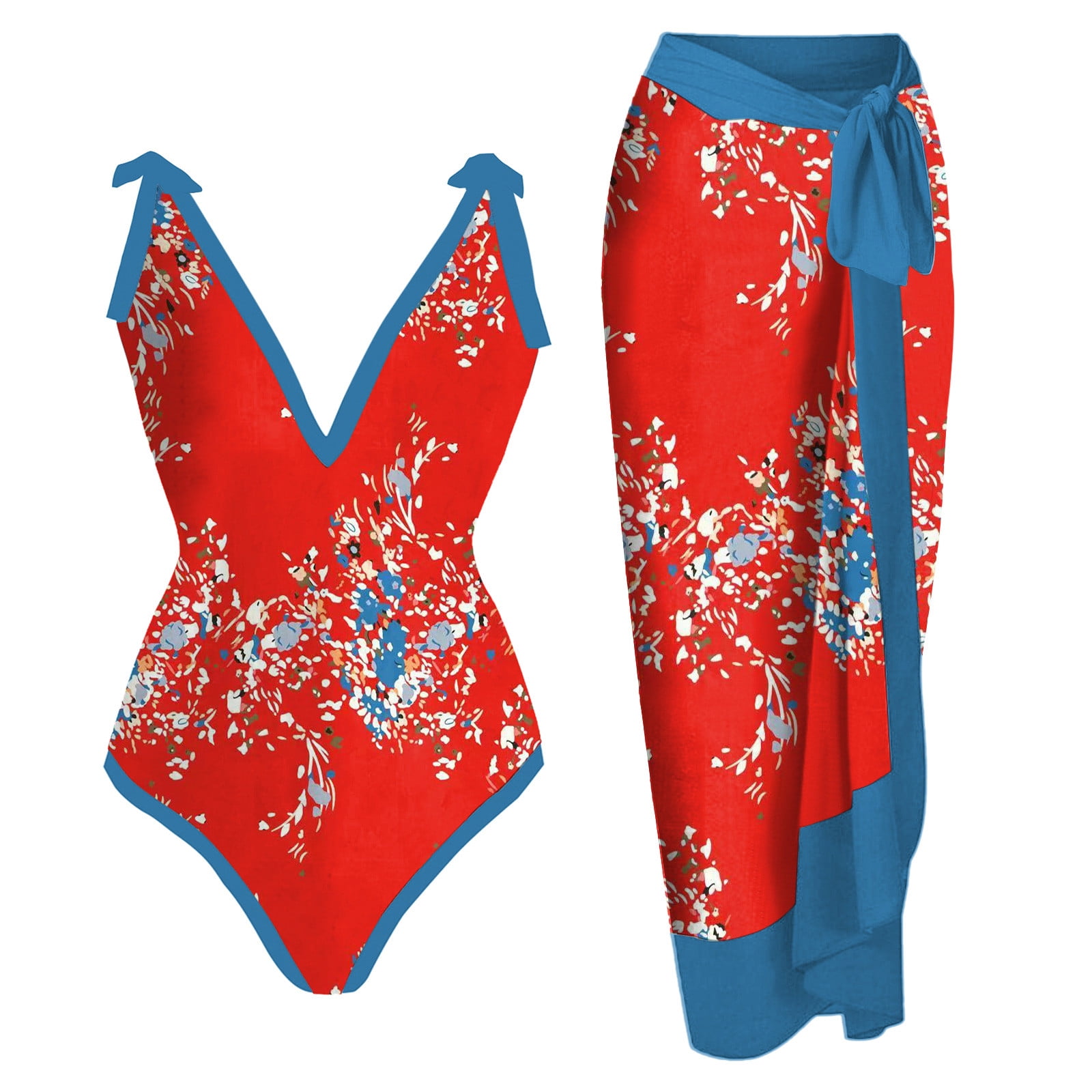 SIMU Swimsuit for Women 2024 2 Piece Womens Swimsuit With Bikini Maxi