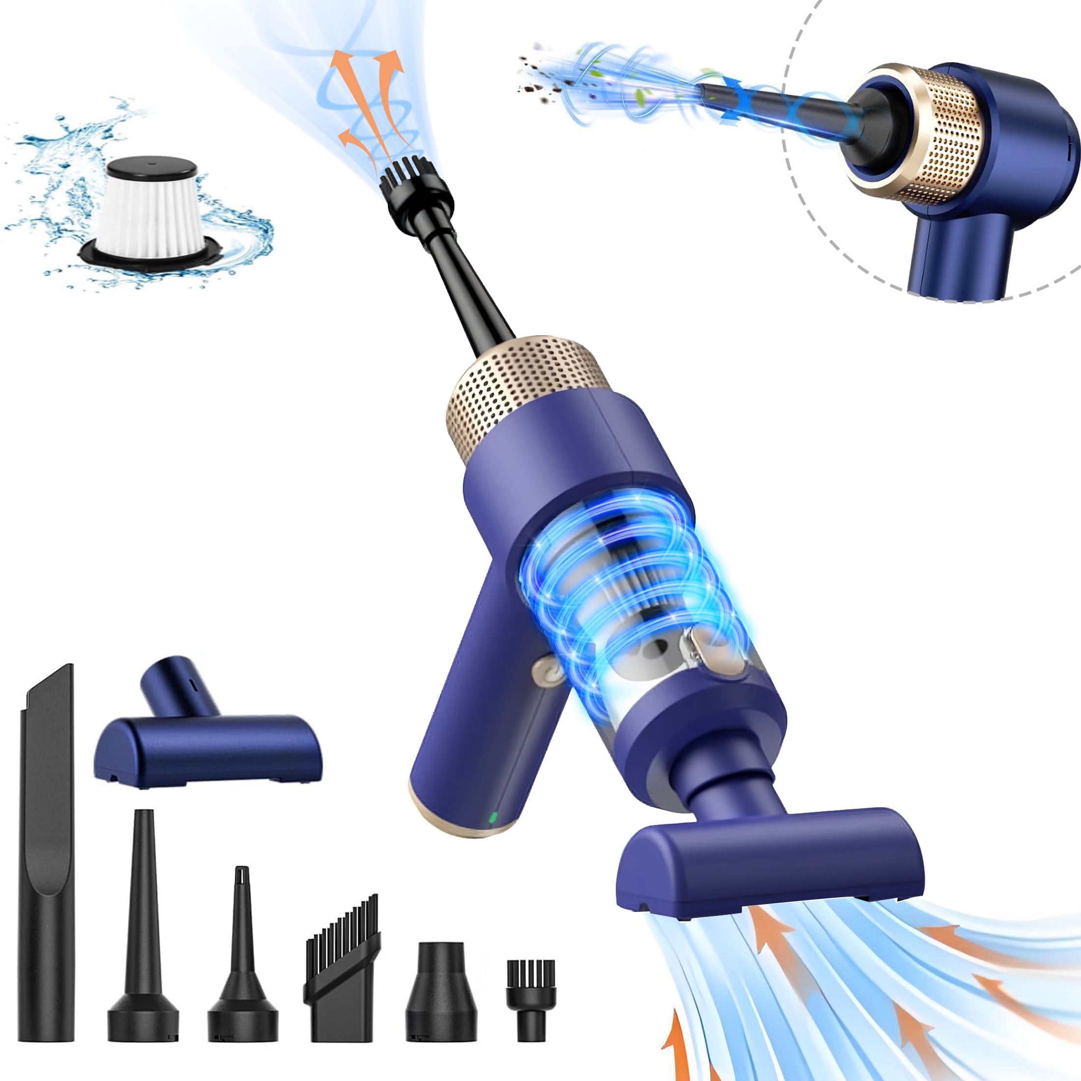SIMWAL Handheld Vacuum Cleaner, 9000Pa Air Duster and Vacuum Cleaner with LED Light, Portable Cordless Car Vacuum with Multi-Nozzles, Mini Vacuum for Car, Office, Home