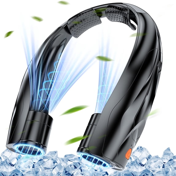 SIMWAL 6000mAh Neck Fan, 30H Runtime 6 Speeds 360° Airflow, USB Rechargeable Personal Fan & Wearable Fan for Camping Travel Beach Outdoor Sports, Black