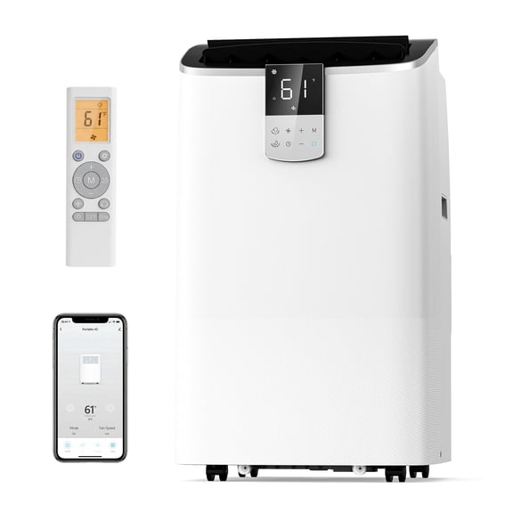SIMZLIFE 12000 BTU Portable Air Conditioner with WIFI for Room Cooling and Heating, Portable AC Unit with Remote Control, White