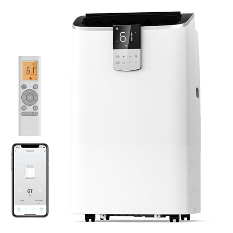 SIMZLIFE 14000 BTU Portable Air Conditioner with WIFI for Room, Portable AC Unit with Remote Control, White