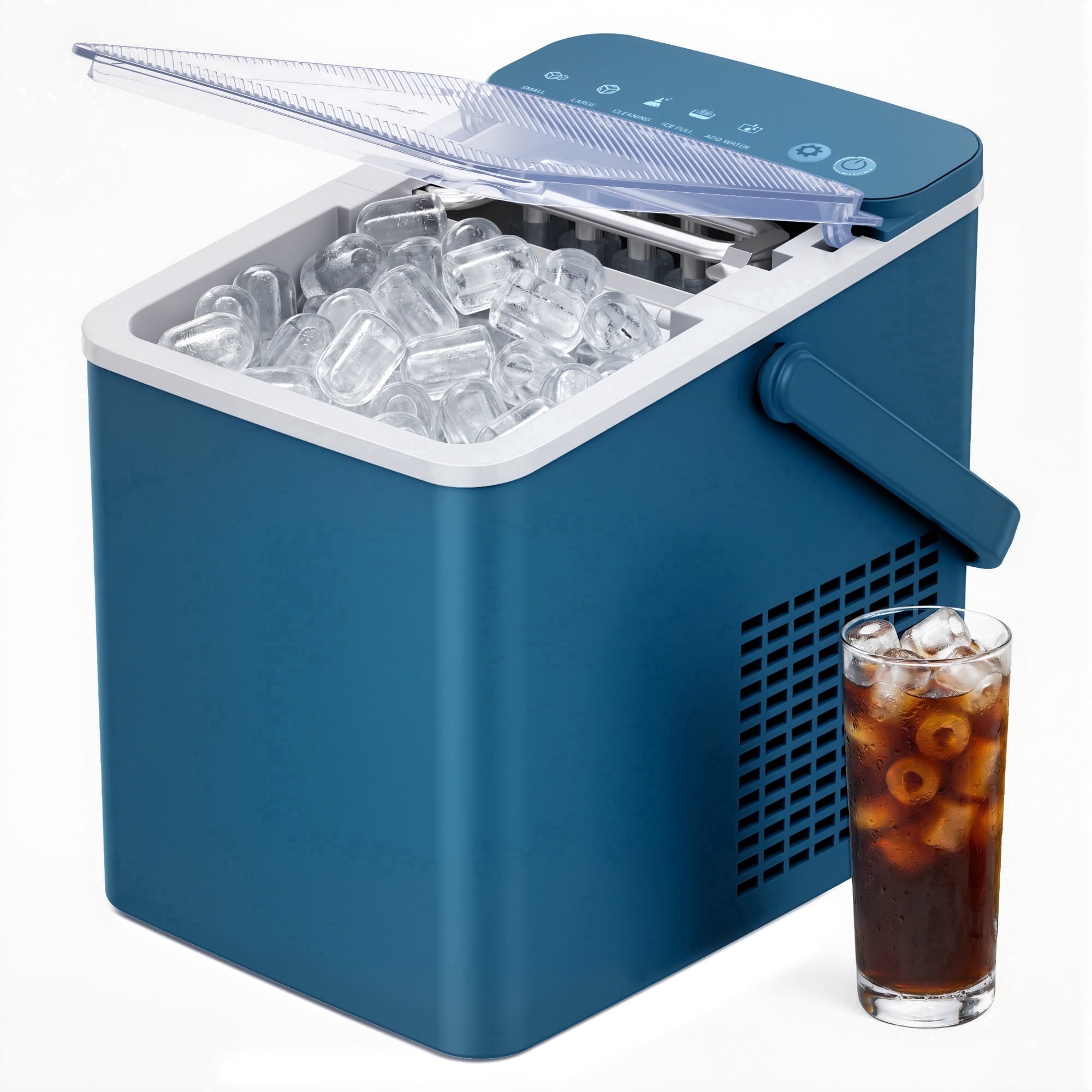 SIMZLIFE Portable Countertop Ice Maker Machine, 26 lbs Ice Per Day, 9 Bullet Ice Cubes Ready in 6 Minutes, Small & Large Ice Sizes, Self-Cleaning, 1.1L Water Tank, Ice Scoop & Basket, Blue
