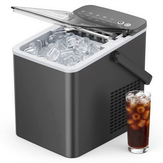 SIMZLIFE Portable Countertop Ice Maker Machine, 26 lbs Ice Per Day, 9 Bullet Ice Cubes Ready in 6 Minutes, Small & Large Ice Sizes, Self-Cleaning, 1.1L Water Tank, Ice Scoop & Basket, Gray