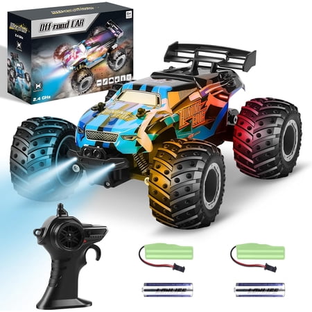 SINBEE Remote Control Car, Remote Control Truck, 2.4Ghz All Terrain Off-Road Monster Truck, 20 KM/H Rc Cars with LED Bodylight and 2 Rechargeable Batteries Toys for Boys Age 4-7 8-12