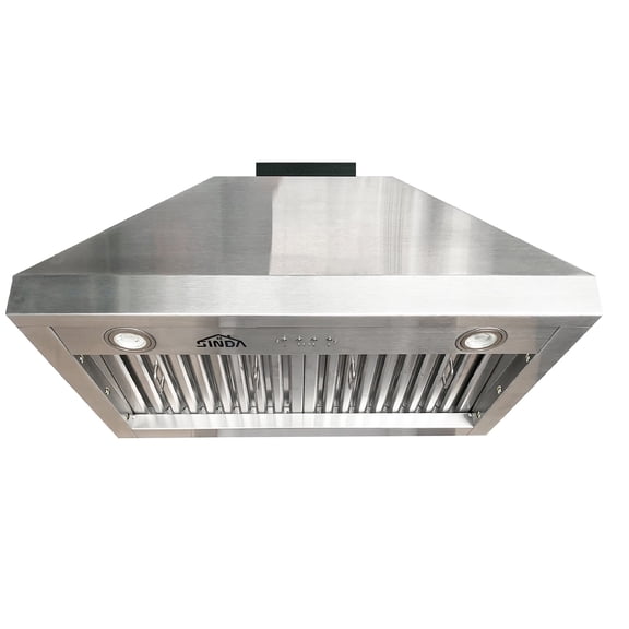 SINDA 30 Inch Built-In/Insert Range Hood, 4-Speed 610 CFM, Stainless Steel Under Cabinet Range Hood Kitchen Vent Hood with Liner and Internal Motor, 6" Duct, Adjustable Lights, Baffle Filter