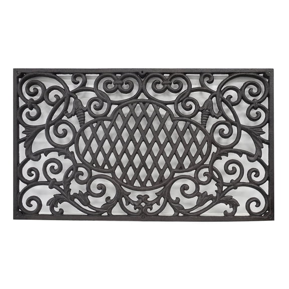 SINDA Front Door Mat Cast Iron Doormat Heavy Duty Non-Slip Stain and Dirt Resistant Front Doormat Outdoor (Black, 24" L x 14" W, Magic Cloud)