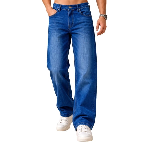 SINDON Relaxed MomFit Jeans for MEN(Dark Blue, Size:36)