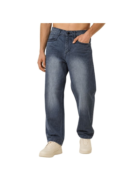 Relaxed MomFit Jeans for MEN(Dark Grey, Size:36)