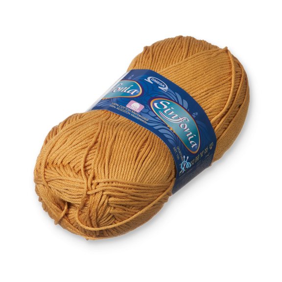 SINFONIA [100grs] by Omega - Elegant Fine 100% Mercerized Cotton Yarn for Knitting and Crafts - Color: 15 - Gold 869