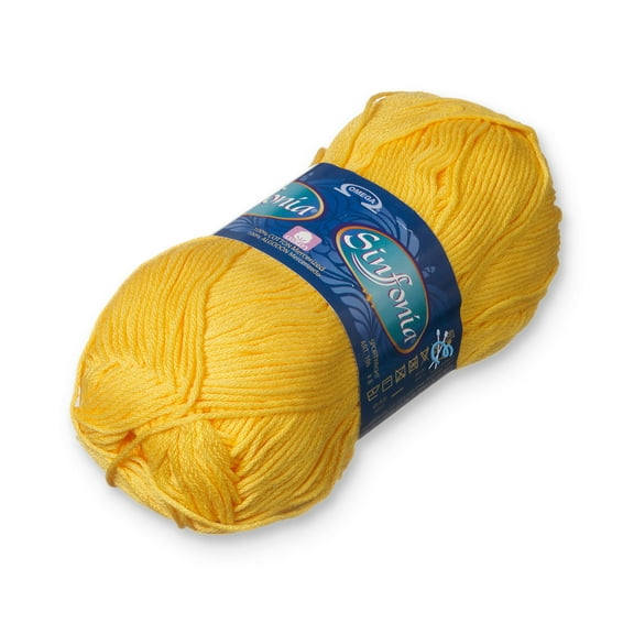 SINFONIA [100grs] by Omega - Elegant Fine 100% Mercerized Cotton Yarn for Knitting and Crafts - Color: 19 - Yellow 820