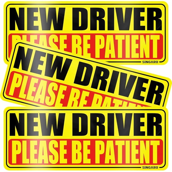 SINGARO Student Driver Magnet for Car - Please Be Patient, 3Pcs Magnetic Reflective Novice Sticker, New Driver Decal, Removable Exterior Car Accessories