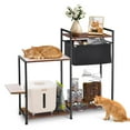 SINGBLA Cat Feeding Station Dog Proof, Elevated Raised Cat Bowls Stand