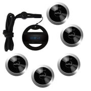 SINGCALL Restaurant Calling System,Waterproof Button, Pack of 5 Pagers and 1 Mobile Receiver