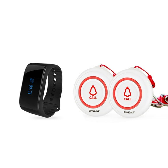 SINGCALL Wireless Caregiver Pager Calling System with Emergency Call Button and Help for Elderly