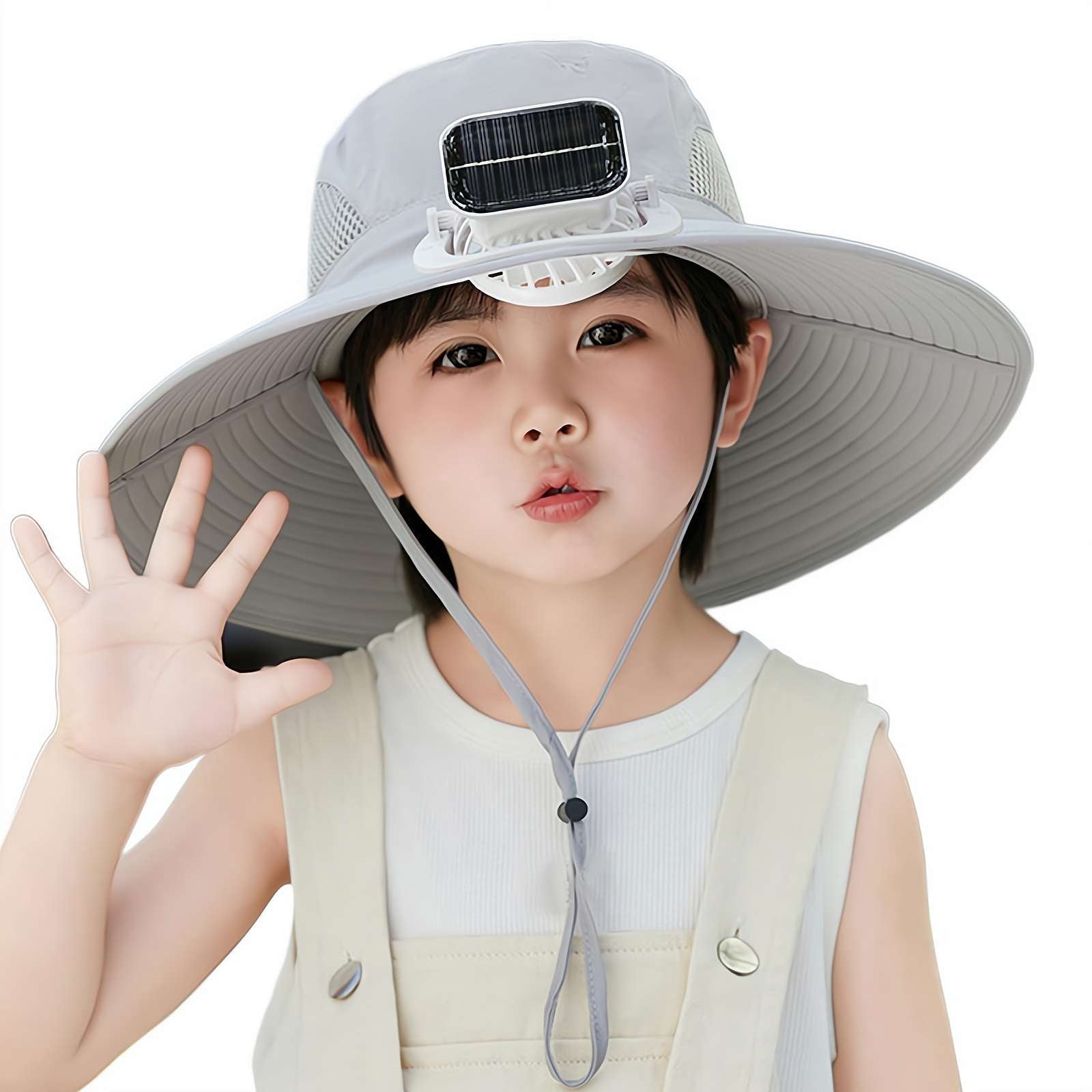 SUKVPSI Solar Power Fan Sun Hat for Child, Children UV Protection Summer Sun Hat, Cooling Sun Hat for Child for Campaign Outdoor Sports Fishing
